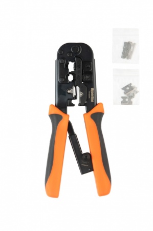 Инструмент обжимной (кримпер) для RJ-45, RJ-12, RJ-11, с храп.механизмом и комплектом сменных лезвий-0