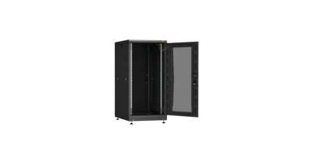 Напольный шкаф PRACTICAL, 19", 24U, стеклянная дверь, Ш600хВ1210хГ800мм, в разобранном виде, черный-1