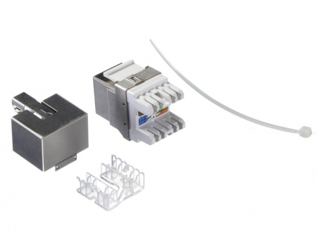 Модуль Keystone экранированный, RJ45, cat.5е, 180°, под инструмент, металлик-1