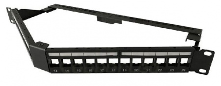 Модульная патч-панель 19", 24 порта, угловая, 1U, для неэкран. модулей Keystone Jack,с задн.каб.орг.-2