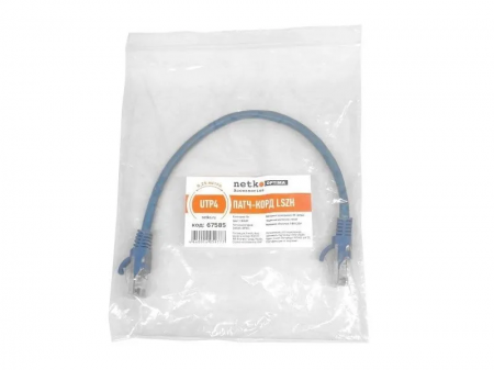 Патч-корд UTP4 cat 5e, 0,25м, ВС, LSZH, синий, литой коннектор NETKO Optima-1
