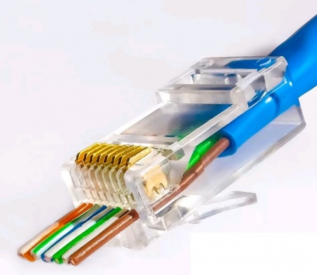 Коннектор RJ-45 (8p8c) cat.5е, со сквозным отверстием (сквозной) EZNetko plug, NETKO Optima-2
