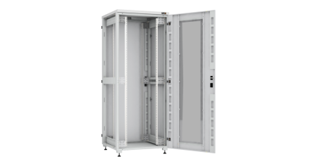 Напольный шкаф Lite 19",42U,стекл.дверь,мет.двухур.стенки,мет.задняя дверь,800х2042х800,RAL7035-1