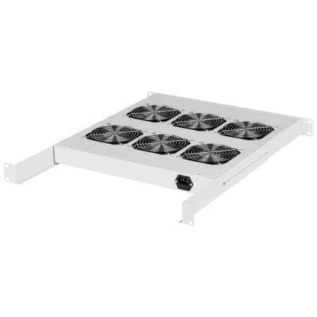 Вентиляторная полка TLK, 19", 1U, 6 вентиляторов, Г520мм, без шнура питания, RAL 7035-1