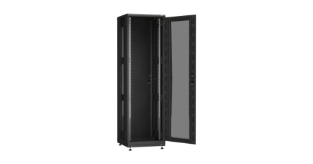 Напольный шкаф PRACTICAL, 19", 42U, стеклянная дверь, Ш600хВ2010хГ600мм, в разобранном виде, черный-1