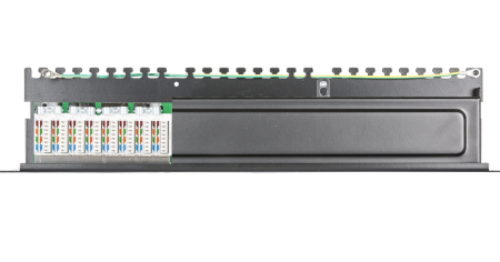 Коммутационная панель NETLAN 19", 1U, 24 порта, Кат.5e, экранированная, черная-1