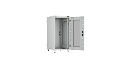 Напольный шкаф Lite 19",24U,стекл. дверь,цельнометаллич.стенки и задняя дверь,600х1241х800,RAL7035-2