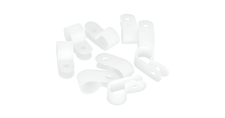 Крепление NIKOMAX R-образное для кабеляд. до 8мм, с крепежным отверстием 4,5мм, бел., уп. 100шт.-0