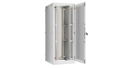 Напольный шкаф Classic 19",42U,стекл.дверь,бок.цельнометалл.стенки и зад.дверь,800х2060х800,RAL7035-2