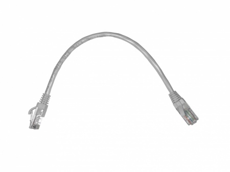 Патч-корд UTP4 cat 5e, 0,25м, ВС, LSZH, серый, литой коннектор NETKO Optima-0