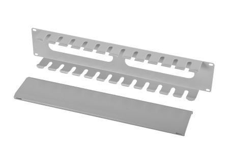 Органайзер кабельный горизонтальный 19" 2U с крышкой, серый-1