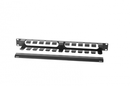 Органайзер кабельный горизонтальный 19" 1U с крышкой (RAL9005)-1