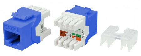 Вставка Keystone Jack RJ-45(8P8C), категория 6a (10G), тип 180 градусов, синяя-0