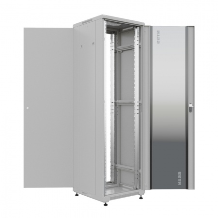 19" напольный шкаф "ПРЕМИУМ" 42U 600х600мм, передняя дверь стекло,задняя дверь металл, RAL 7035-4