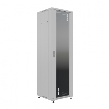 19" напольный шкаф "ПРЕМИУМ" 42U 600х800мм, передняя дверь стекло,задняя дверь металл, RAL 7035-3