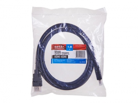 Шнур аудио-видео HDMI-HDMI 2.0 цвет: золото (1,8м), NETKO Optima-1
