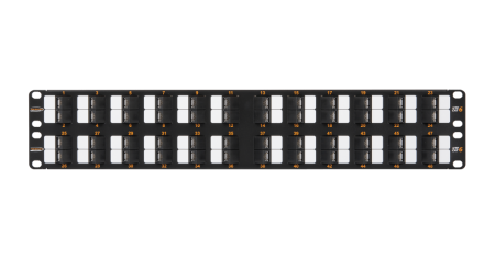Коммутационная панель NIKOMAX 19", 2U, 48 угловых портов, Кат.6, неэкр., с органайзером, черная-0