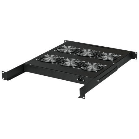 Вентиляторная полка TLK, 19", 1U, 6 вентиляторов, Г520мм, без шнура питания, черная-1