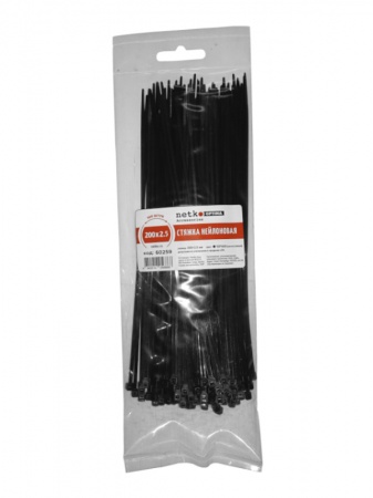 Стяжка нейлоновая 200*2,5 / 100 шт / светостойкая (черная), NETKO Optima "SZ"-0