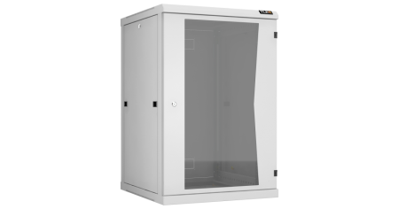 Настенный разборный шкаф Classic 19",18U,стекл.дверь,600х904х600мм,2 пары монтажных направл,RAL 7035-0