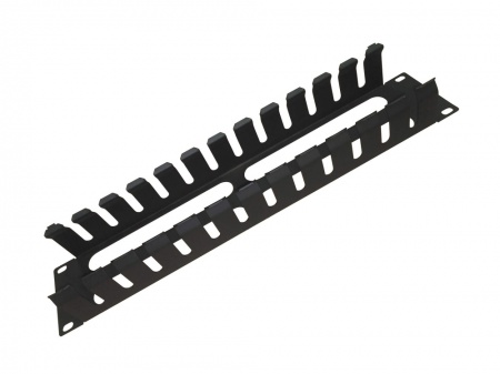 Кабельный органайзер 19", 2U, металлический, с металл. крышкой, металл. кольца, черный "SB"-2