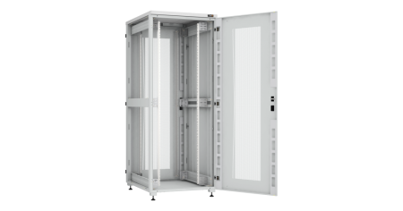 Напольный шкаф Lite 19",42U,перфор.двери,боковые цельномет.двухур.стенки,замки,800х2042х1000,RAL7035-1