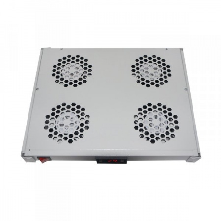 19" Вентиляторный модуль NTSS на 4 элемента с терморегулятором, четыре точки крепления 1U, RAL 7035-1