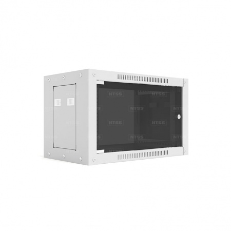 19'' Настенный шкаф NTSS СТАНДАРТ 9U 600×600×500 мм, стеклянная дверь, стенки съемные, RAL 7035-4