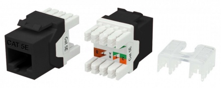 Вставка Keystone Jack RJ-45(8P8C), категория 5e, тип 180 градусов, черная-0
