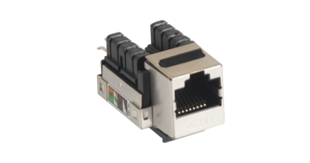 Модуль-вставка NETLAN типа Keystone, Кат.5e, экранированный, металлик.-0