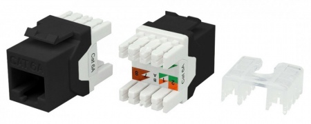 Вставка Keystone Jack RJ-45(8P8C), категория 6a (10G), тип 180 градусов, черная-0