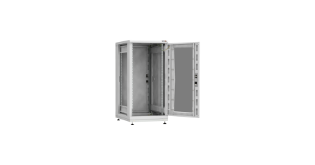 Напольный шкаф PRACTICAL, 19", 24U, стеклянная дверь, Ш600хВ1210хГ800мм, в разобранном виде, серый-1