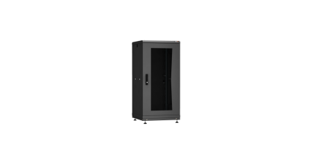Напольный шкаф PRACTICAL, 19", 24U, стеклянная дверь, Ш600хВ1210хГ600мм, в разобранном виде, черный-0