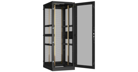 Напольный шкаф Classic 19",47U,стекл.дверь,перф.двухур.стенки,перф.зад.дверь,600х2280х1000,RAL9005-1