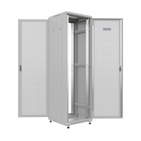 19" напольный шкаф "ПРЕМИУМ" 22U 600х600мм, передняя дверь перф.,задняя дверь металл, RAL 7035-2