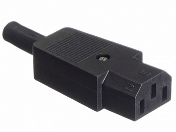 Разъем питания, штекер IEC С13, на кабель, черный