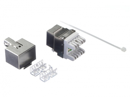 Модуль Keystone экранированный, RJ45, cat.6, 180°, под инструмент, металлик "SB"-1