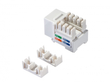 Модуль Keystone неэкранированный, RJ45, cat.5e, 90°, 110/Krone тип, универсальный, белый-1