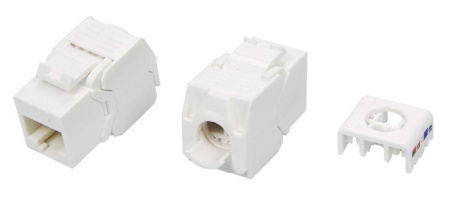 Вставка Keystone Jack RJ-45(8P8C), категория 5e, тип 180 градусов, Toolless, белая-0
