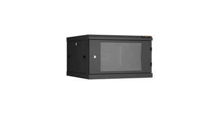 Настенный разборный шкаф Classic 19",6U,стекл.дверь,600х370х600мм,2 пары монтажных направл,RAL 9004-0