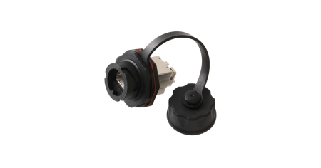 Индустриальный модуль-вставка NIKOMAX, Кат.6, RJ45/8P8C, экранир., IP67, с защитной крышкой, чер.-1