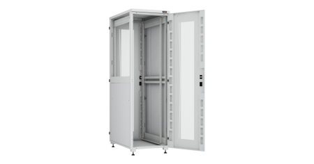 Напольный шкаф Lite 19",42U,перфор.двери,боковые цельномет.двухур.стенки,замки,600х2042х1000,RAL7035-2