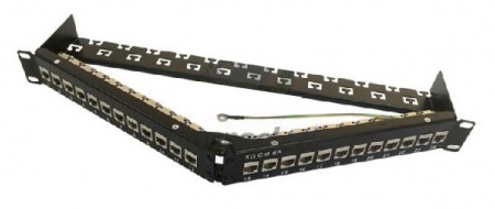 Модульная патч-панель 19", 24 порта, угловая, 1U, для UTP/FTP модулей Keystone Jack,с задн.каб.орг.-2