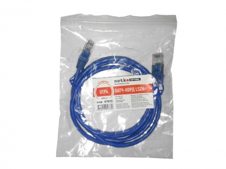 Патч-корд UTP4 cat 5e, 1,5м, ВС, LSZH, синий, литой коннектор NETKO Optima-1