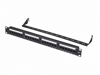 Патч-панель UTP, 19, 24 порта RJ45, cat.6, 1U, Dual Type, с органайзером, L