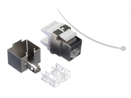 Модуль Keystone экранированный, RJ45, cat.5е, 180°, под инструмент, металлик-0