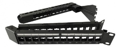 Модульная патч-панель 19", 24 порта, угловая, 1U, для неэкран. модулей Keystone Jack,с задн.каб.орг.-4