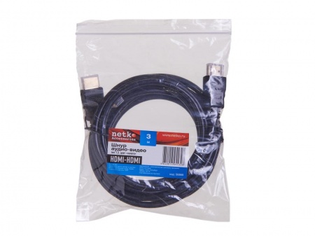 Шнур аудио-видео HDMI-HDMI 1.3 цвет: золото (3,0м) (HDMI 1.3b), NETKO Optima-0