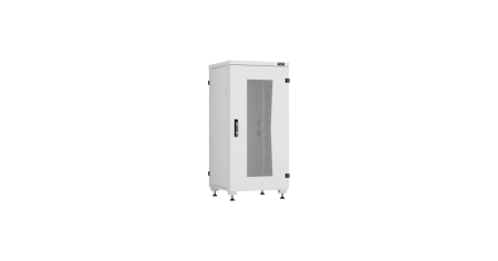 Напольный шкаф Lite 19",24U,стекл. дверь,цельнометаллич.стенки и задняя дверь,600х1241х600,RAL7035-0