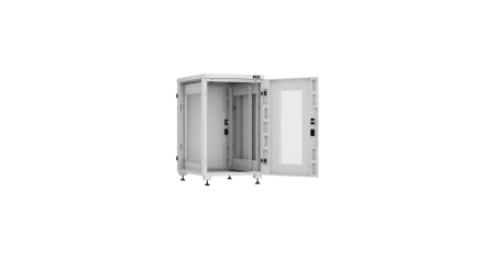 Напольный шкаф Lite 19",18U,перфор. дверь,цельнометаллич.стенки и задняя дверь,600х974х1000,RAL7035-1